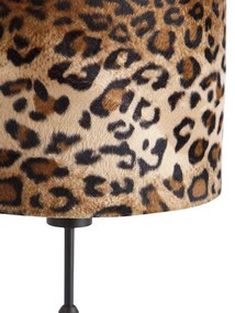 Candeeiro de mesa preto abajur veludo leopardo 25cm ajustável - PARTE Clássico / Antigo