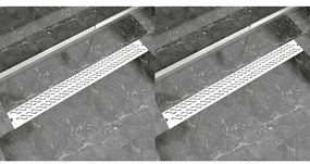 VidaXL Dreno de chuveiro linear 2 pcs onda 1030x140 mm aço inoxidável