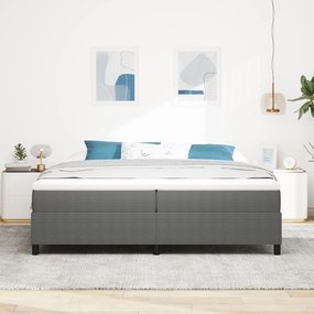Cama Box Spring com Colchão Cinza 200x200 cm Tecido de Veludo
