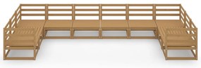 10 pcs conjunto lounge de jardim pinho maciço