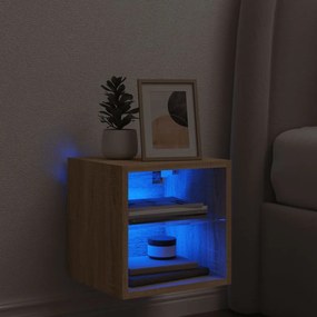 Móvel de parede p/ TV c/ luzes LED 30x28,5x30cm carvalho sonoma