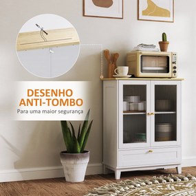 Aparador com 2 Portas de Vidro Temperado Aparador Sala de Estar com Ga