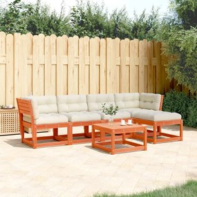 5pcs conj. sofás jardim + almofadões pinho maciço castanho-mel