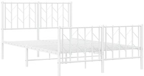 Estrutura de cama com cabeceira e pés 120x200 cm metal branco