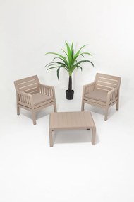 Conjunto de Jardim Lara – 2 Poltronas + Mesa de Centro – Polipropileno