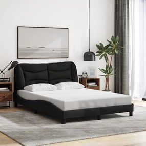 Estrutura de cama sem colchão 140x190 cm tecido preto