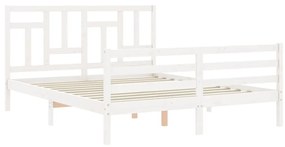 Estrutura de cama King Size com cabeceira madeira maciça branco