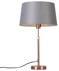 Candeeiro de mesa cobre com cúpula cinzenta 35 cm ajustável - Parte Moderno