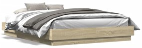 Estrutura de cama com luzes LED 160x200 cm carvalho sonoma