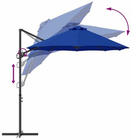 Guarda-sol cantilever de jardim azul ciano 372 x 198 x 253 cm