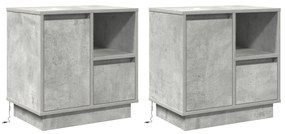 Cômodas de Cabeceira  com LED 2 pcs Cinza Concreto 50x34,5x50 cm