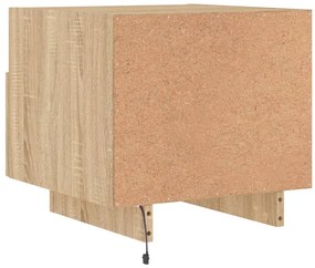 Mesas cabeceira c/ luzes LED 2 pcs 40x39x37 cm carvalho sonoma
