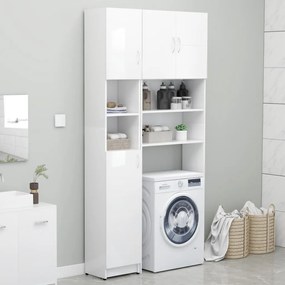Conj. armários máquina lavar roupa contrapl. branco brilhante