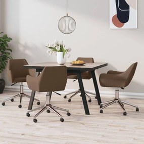 vidaXL Cadeiras de jantar giratórias 4 pcs tecido castanho