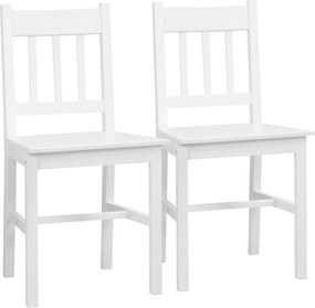 HOMCOM Conjunto de 2 Cadeiras de Sala de Jantar com Encosto de Ripas Estrutura de Madeira de Pinho 41x46,5x85,5 cm Branco | Aosom Portugal