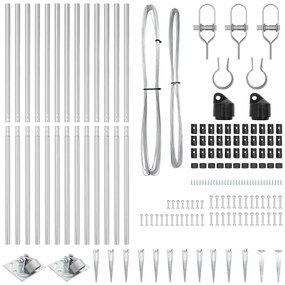 Conjunto de Postes de Cerca Manual 13 pcs Prateado Ø32mm 160 cm