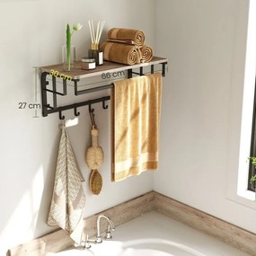 Cabide de parede com prateleira de 30 x 66 x 27 cm preto