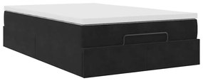 Estrutura de cama otomana com colchão 120x200 cm veludo preto