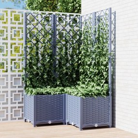 vidaXL Vaso/floreira jardim c/ treliça 80x80x136 cm PP cinzento azul