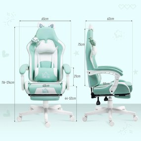 Cadeira Gaming com Orelhas Cadeira Gamer Reclinável com Altura Ajustáv