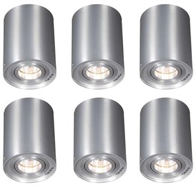 Conjunto de 6 focos de teto ajustáveis em aço - Rondoo up Moderno