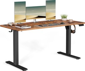 Secretária elétrica, função de memória com 4 alturas 140 x 60 x (72-120) cm castanho