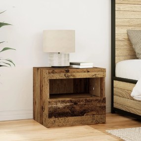 Cabeceira de Cama vidaXL com Luzes LED Madeira Antiga 50x40x45 cm
