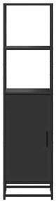 Armário alto 35,5x35x139 cm derivados madeira e metal preto