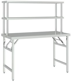 Mesa trabalho cozinha c/ prateleira 120x60x145cm aço inoxidável