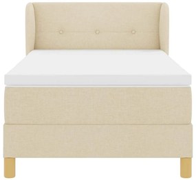 Cama Box Spring vidaXL com Colchão Creme 90x200 cm Tecido