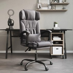 vidaXL Cadeira de escritório reclinável couro artificial cinzento