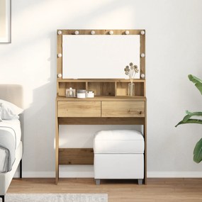 vidaXL Mesa de vestir com gaveta carvalho artisiano 80 x 41 x 134.5 cm