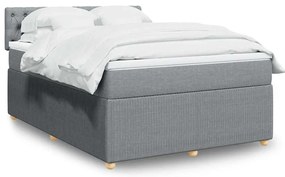 vidaXL Cama com molas/colchão 140x200 cm tecido cinzento-claro