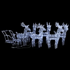 vidaXL Decoração de Natal renas/trenó 320 luzes LED acrílico