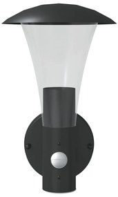 Candeeiros parede p/ exterior c/ sensor 2 pcs aço inox. preto