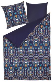 Conjunto de capa de edredão em algodão acetinado azul escuro 155 x 220 cm MADRONA Beliani