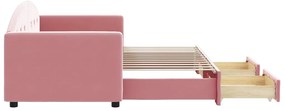 Sofá-cama com gavetão e gavetas 80x200 cm veludo rosa