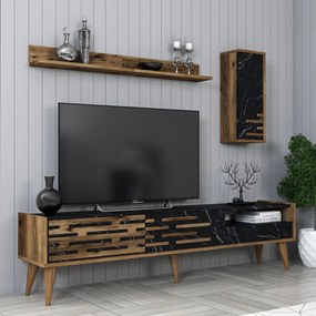 Unidade de TV Valensiya – Noz Preto Mármore – 180x35x45 cm