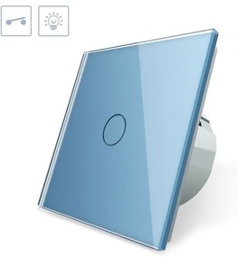 Interruptor tátil 1 botão, Painel frente azul vidro temperado