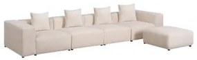 Sofá Modular De 4 Peças Com Braço Alto E Puff ↔︎400 Cm Bruna Bombazina Crema Linho - Sklum