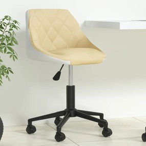 vidaXL Cadeira escritório giratória couro artificial cor creme/branco