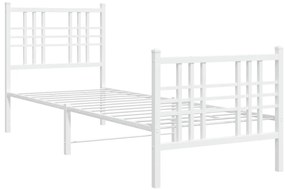Estrutura de cama com cabeceira e pés 75x190 cm metal branco
