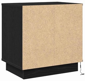 Criado-mudo com LED Carvalho Preto 50x34,5x50 cm