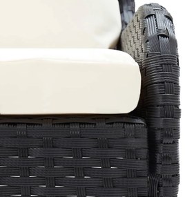 Sofás de canto para jardim 2 pcs vime PE preto