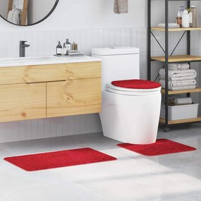 Conjunto de Tapetes de Banho 3 Peças VidaXL Vermelho Polipropileno Antiderrapante