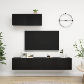 3078806 vidaXL Móveis de TV 3 pcs contraplacado preto