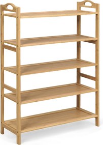 Sapateira de bambu com 5 níveis para sapatos com duas alças arredondadas 67,31 x 26,67 x 96,52 cm natural