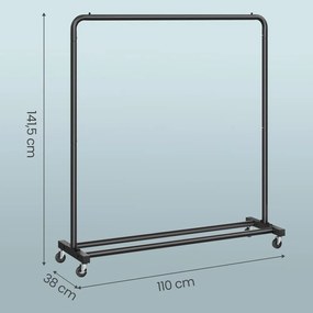 Guarda roupa aberto com rodas 38 x 110 x 141,5 cm preto