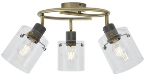 Foco de teto de design bronze com vidro transparente redondo 3-luzes - Domo Moderno