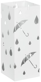 HOMCOM Suporte para Guarda-Chuvas com 4 Ganchos e Bandeja de Gotejamento Amovível Porta Guarda-Chuvas 15,5x15,5x41 cm Branco